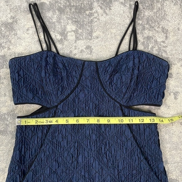 Jonathan Simkhai Navy Blue Crinkle Quilted Textured Cut Out Bodycon Dress 10 - Picture 7 of 12